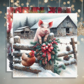 かわいい豚とチキンクリスマスファームパーソナライズされた