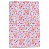 かわいい豚とハート抱き枕 ミディアムペーパーバッグ (正面)