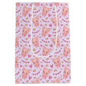 かわいい豚とハート抱き枕 ミディアムペーパーバッグ (裏面)