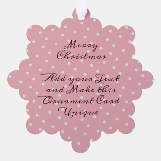 かわいい豚とボウリース水玉模様ピンクのクリスマス オーナメントカード (裏面)