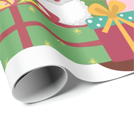 かわいい豚と羊のクリスマスツリー ラッピングペーパー (ロールコーナー)