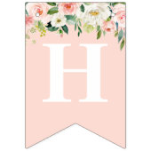 かわいい豚と赤面ピンクの花ハッピーバースデー バンティングフラッグ (第2の旗)