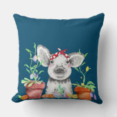 かわいい豚と鉢植え クッション (正面)