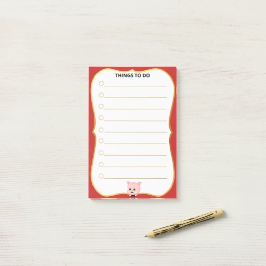 かわいい豚のアイテムが並ぶ ポストイット (デスク上)