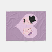 かわいい豚のカップル フリースブランケット (正面(横))