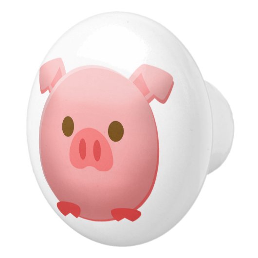 かわいい豚のキャビネット引き出しノブハンドル 赤ちゃんまたは子供用 セラミックノブ (右)