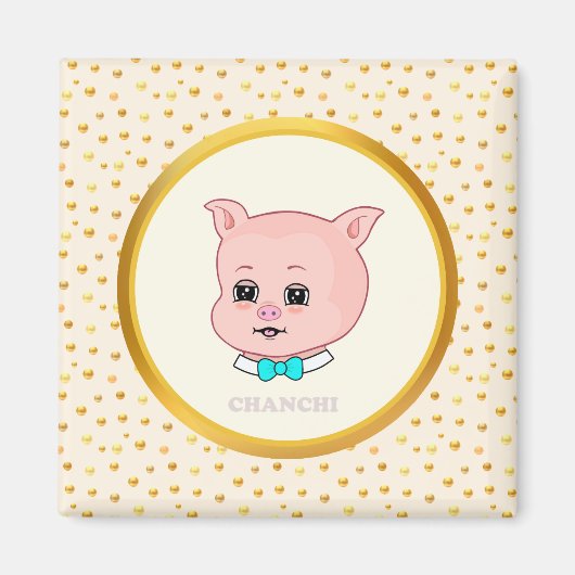 かわいい豚のキャラクター マグネット (正面)
