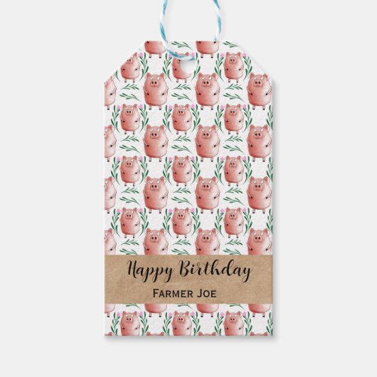 かわいい豚のギフトタグ 農場の動物の誕生日と休日 ギフトタグ (正面)