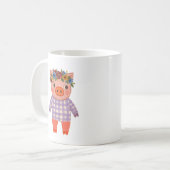 かわいい豚のギンガムマグ コーヒーマグカップ (正面左)