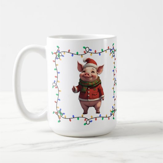 かわいい豚のクリスマスマグカップ コーヒーマグカップ (左)