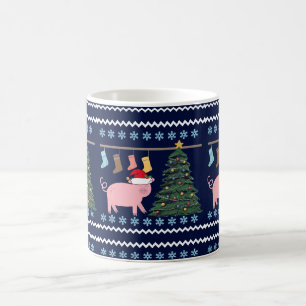 かわいい豚のクリスマス コーヒーマグカップ