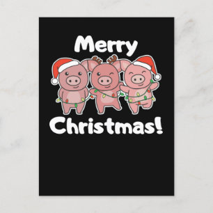 かわいい豚のクリスマス 楽しいクリスマス シーズンポストカード