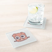 かわいい豚のクリパート ガラスコースター (アングル)