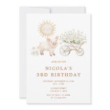 かわいい豚のシャベル カートの誕生日パーティー