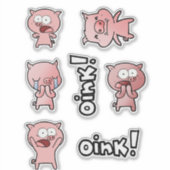 かわいい豚のステッカーセット 子どもと動物好きのための シール (正面)
