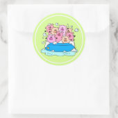 かわいい豚のステッカー ラウンドシール (バッグ)