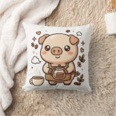 かわいい豚のバリスタのクッション クッション (ブランケット)