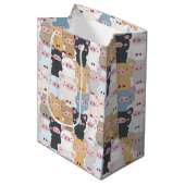 かわいい豚のパターン ミディアムペーパーバッグ (正面アングル)