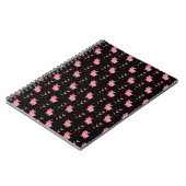 かわいい豚のピギー ピンクのハート柄 ブラックスタイル ノートブック (左側)