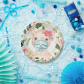 かわいい豚の保護マスクを着て – 赤ちゃんシャワー ペーパープレート (パーティー)