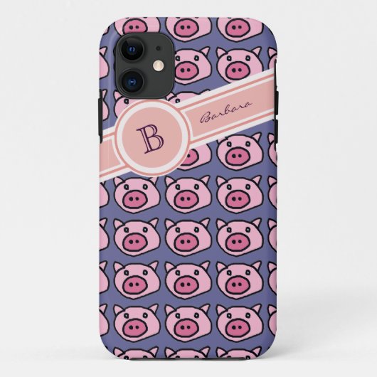 かわいい豚の名前イニシャル Case-Mate iPhoneケース (裏面)