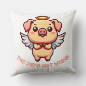 かわいい豚の天使の翼の漫画ハロー クッション (裏面)