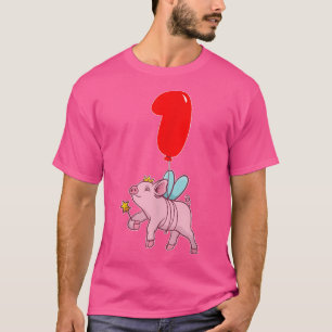 かわいい豚の妖精1st誕生日キッズバルーンパーティー tシャツ