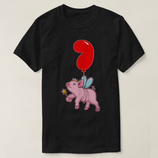 かわいい豚の妖精7th誕生日キッズバルーンパーティー tシャツ (デザイン正面)
