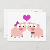 かわいい豚の愛 ポストカード (正面/裏面)