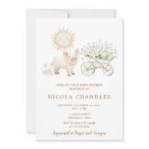 かわいい豚の手押し車のベビーシャワー