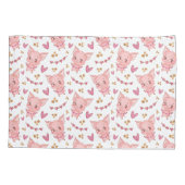 かわいい豚の柄とハート 枕カバー (裏面)