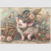 かわいい豚の水の色ステームパビクトリアンンクデクページ 薄葉紙 (正面)