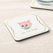 かわいい豚の漫画&書オンホワイト コースター (左側)
