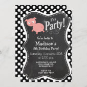 かわいい豚の白黒水玉模様 招待状 (正面/裏面)