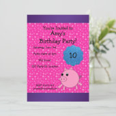 かわいい豚の誕生日の招待状 招待状 (スタンド正面)