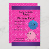 かわいい豚の誕生日の招待状 招待状 (正面/裏面)