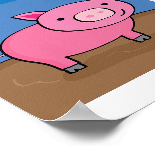 かわいい豚イラストレーションキッズファームアニマルアートポスター ポスター (角)