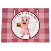 かわいい豚クックアウトパーティー ラージペーパーバッグ (正面)