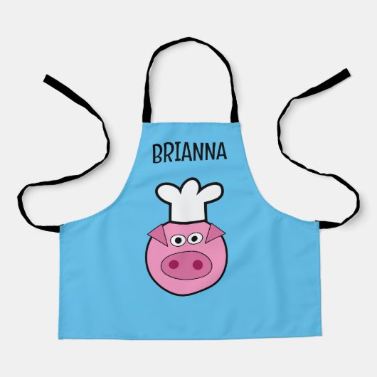 かわいい豚シェフ漫画の小さなキッチンエプロン子供へ エプロン (正面)