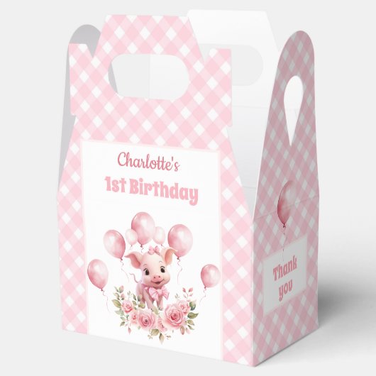 かわいい豚ピンクファーム動物ガール1st誕生日 フェイバーボックス (オープン)