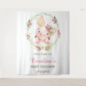 かわいい豚ピンクフローラ赤ちゃんシャワー大歓迎 タペストリー (正面)