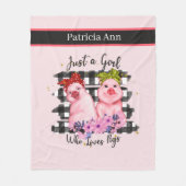 かわいい豚好きの名前 フリースブランケット (正面)