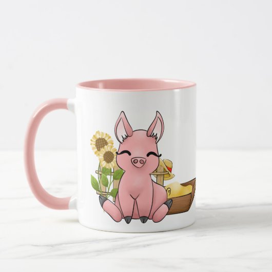 かわいい豚愛好家がモノグラムマグカップを追加 マグカップ (左)