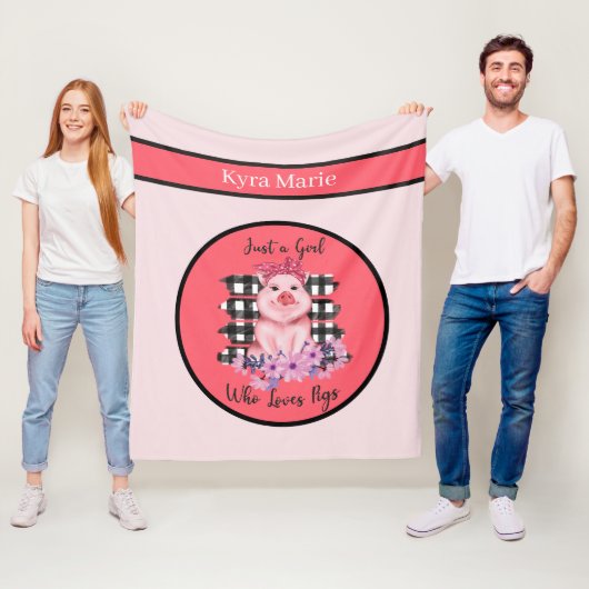 かわいい豚愛好家の名前を追加フリースブランケット フリースブランケット (インサイチュ)