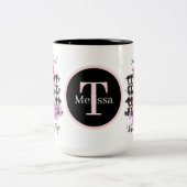 かわいい豚愛好家の女の子を追加モノグラム ツートーンマグカップ (中央)