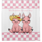 かわいい豚愛好家を追加文字 シャワーカーテン (正面)