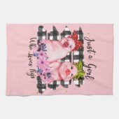 かわいい豚愛好家ワードアートキッチンタオル キッチンタオル (横)