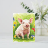 かわいい豚春の花幼獣はがき ポストカード (スタンド正面)