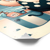 かわいい豚水玉模様水着でビーチ フォトプリント            (角)