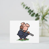 かわいい豚遊のフルート漫画 |背景色を選択 ポストカード (スタンド正面)